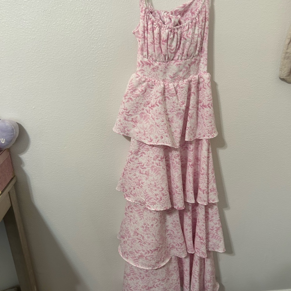 Pink Floral American Threads Tiered Dress